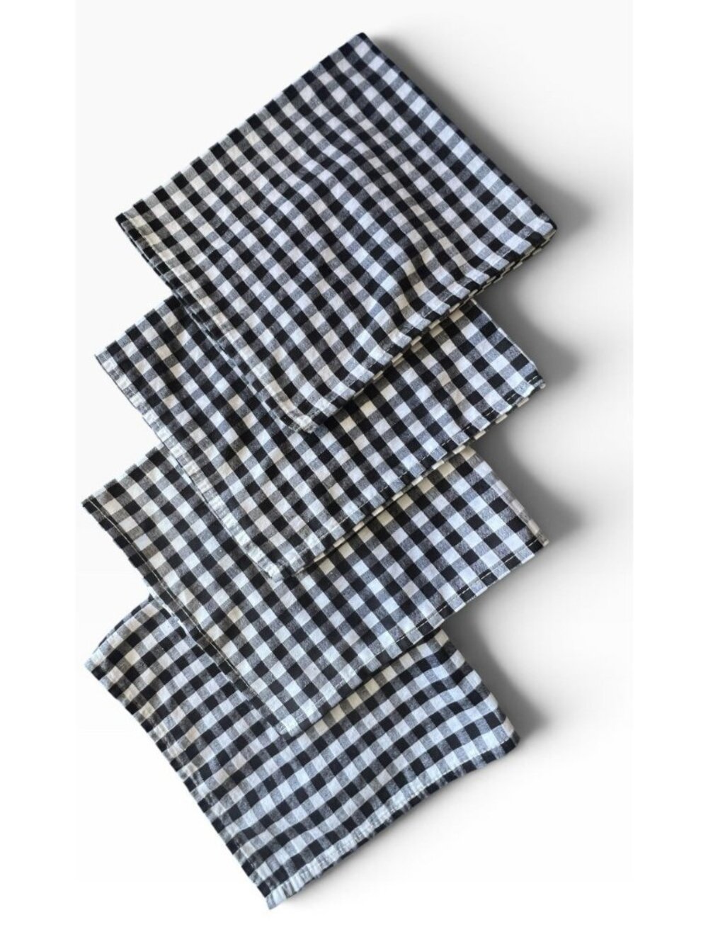 Checked Dinner Napkins Black White 100% Cotton 20x20 Checkered Napkins Set 4